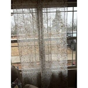 Mainstays Brown Butter Curtains Drapes  27.5 In X 84 In  2 Panels Sheer Floral